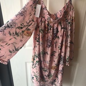 Off the shoulder blush floral dress